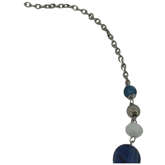 Elegant Blue and Silver Beaded Necklace - Picture 8 of 11